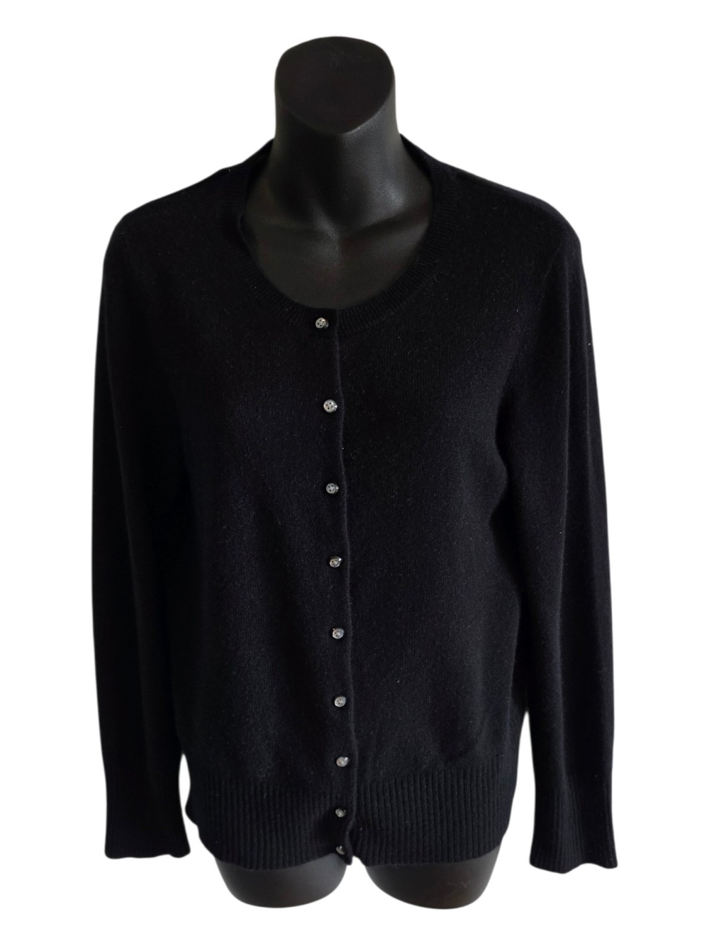 Apt. 9 100% Cashmere Black Button Front Cardigan Sweater - Picture 4 of 9